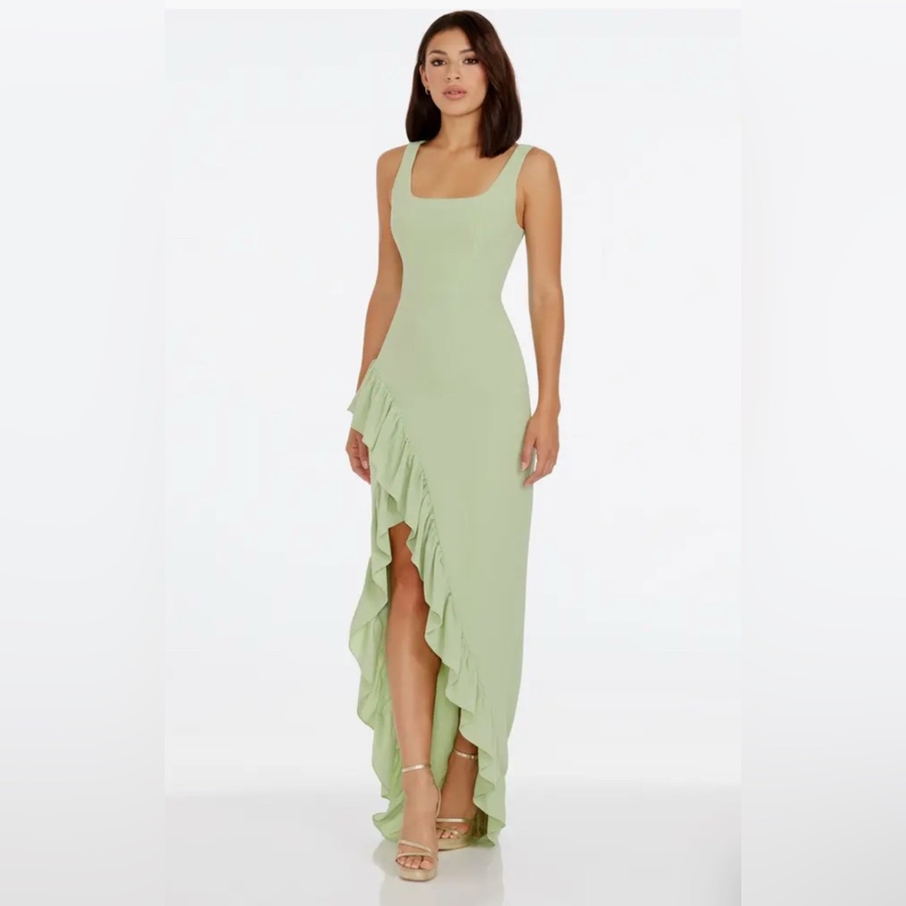 Dress the Population Sage Charlene Ruffle Gown